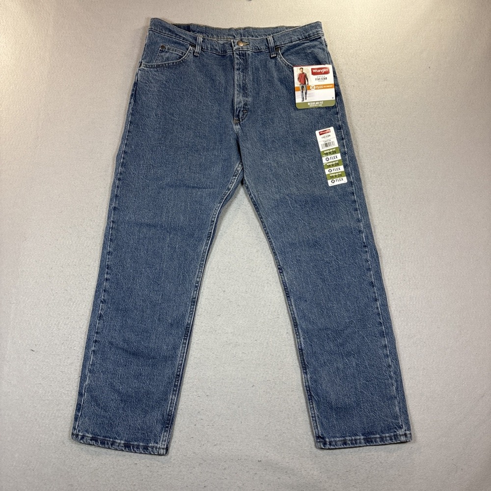 Wrangler Five Star Premium Flex Denim Jeans Regular Fit Straight Men's 38X29